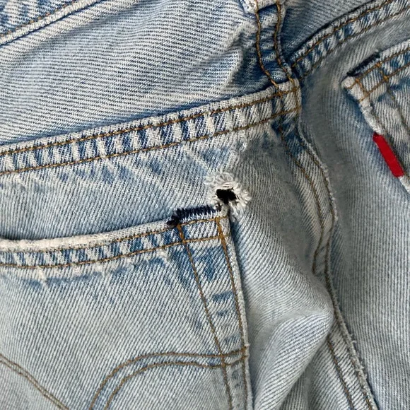 [Levi's] Wedgie Straight Distressed Button Fly Denim Jeans 29 - Picture 8 of 10